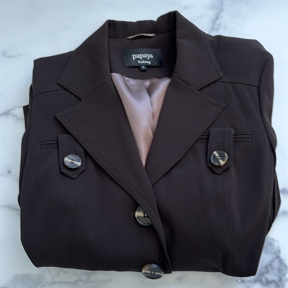 Papaya Belted Chocolate Brown Jacket Blazer Size UK 14 US Med - Picture 15 of 15